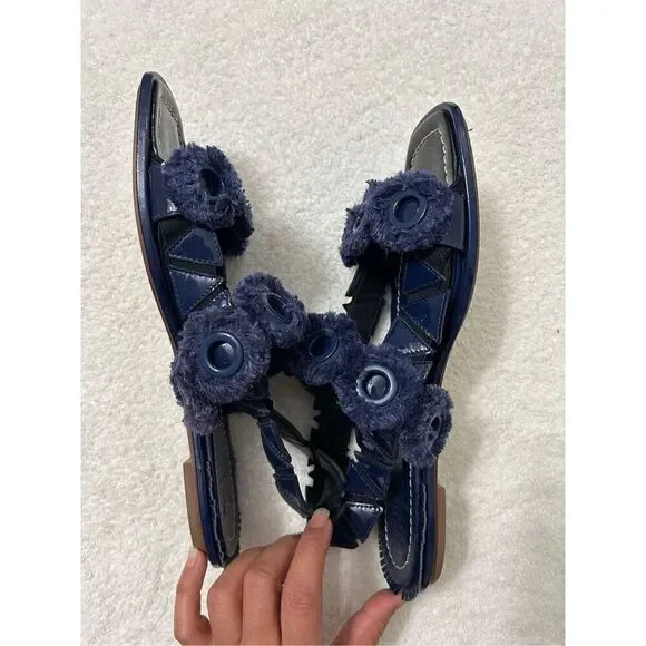 Tory Burch Freya Eyelet navy blue Sandals size 8.5 - Picture 6 of 7